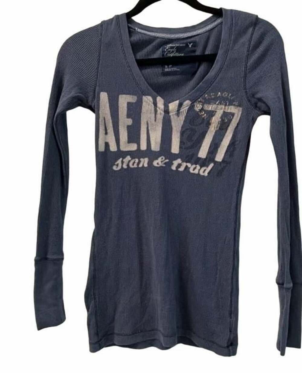 American Eagle Outfitters Thermal Long Sleeve Size S Blue